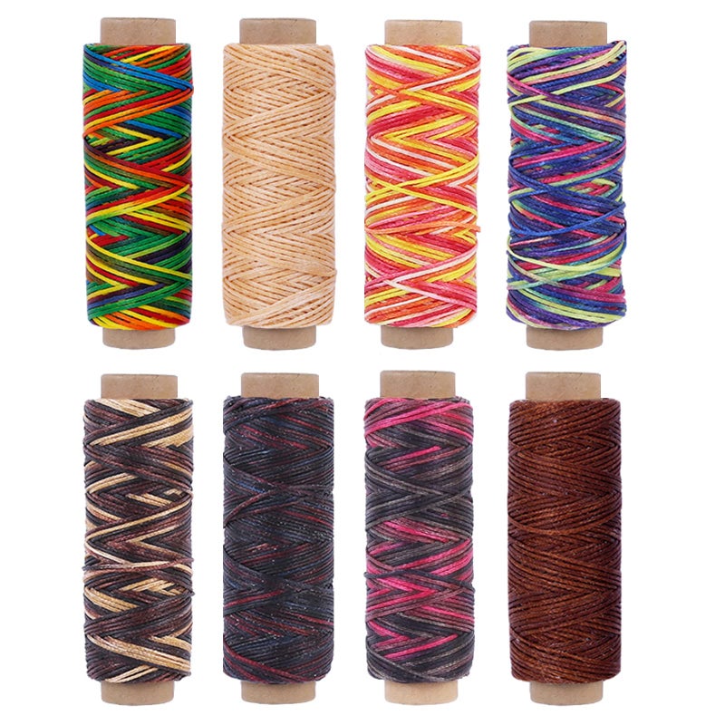 LUNARM Leather Thread 8 Colors, 150D 1mm Waxed Thread Cord for Hand Stitching, Bracelets, Jewelry Making, Bookbinding, Leather Repair - Image 1